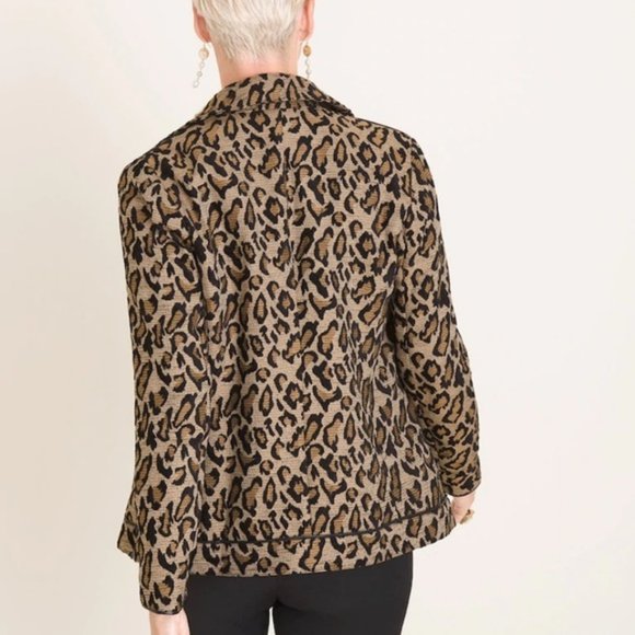 CHICO'S ANIMAL-PRINT JACQUARD MOTO JACKET - Picture 2 of 8